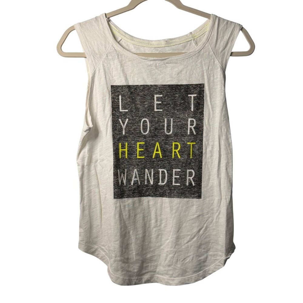 Aeropostale Womens XS White Let Your Heart Wander Graphic Tank Y2K Muscle Tee